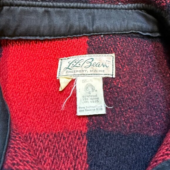 Vintage LL Bean Mens Script Label Buffalo Check Plaid Wool Shirt Hunting Shacket - Picture 4 of 8